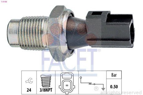 Датчик тиску оливи (0,5bar/1 конт/черный) MONDEO 2.2-3.0 00-07 (7.0148) FACET 70148