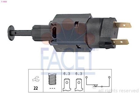 Датчик стоп-сигналу Opel Kadett E 84-/Vectra B 95- (7.1050) FACET 71050