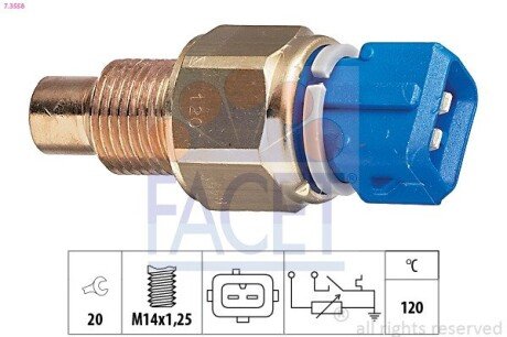 Датчик вмикання вентилятора Partner 1.8/1.9D (120C)/Scudo/Ducato (7.3558) FACET 73558