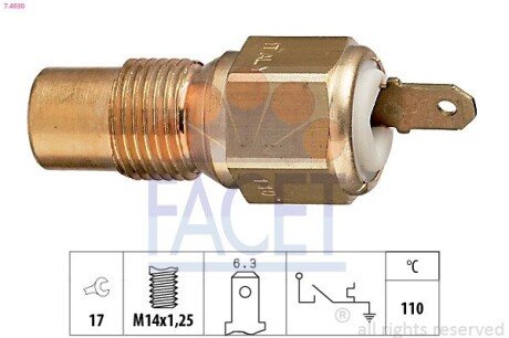 Датчик вмикання вентилятора Peugeot 405 ii 1.9 d (97-99) FACET 7.4030