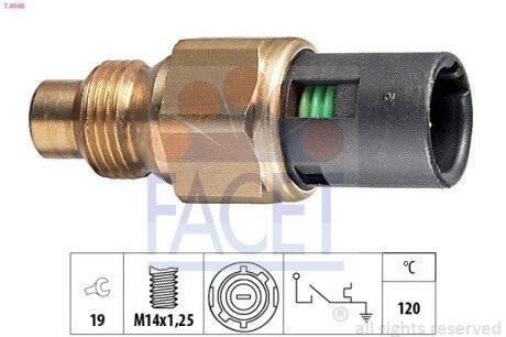 Датчик температури (вказівник/120°C) RENAULT 19 88-95/KANGOO 97-08 1.4i/TRAFIC 89-97 2.2 FACET 74048