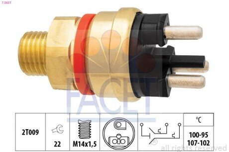 Датчик вмикання вентилятора Mercedes Benz W124/201 M102/OM601 82-> (7.5637) FACET 75637