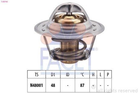 Термостат Transit 2.0i -94 (87 C) FACET 78374S