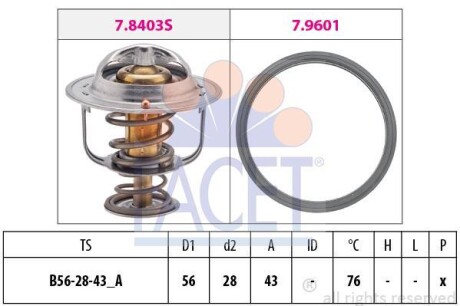 Термостат (с прокладкой) Mitsubishi L200, Pajero IV/Fiat Fullback (7.8403) FACET 78403