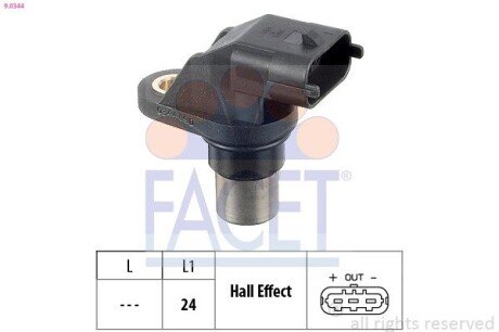 Датчик обертів коленвала Fiat Punto 1.2 bifuel (07-12) (9.0344) FACET 90344