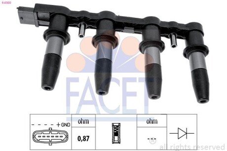 Котушка запалення Astra 00-10/Vectra 06-/Insignia 08- 1.6/1.8 FACET 9.6350