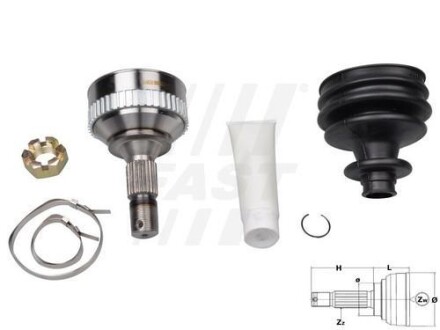 Шрус колісний ABS48 25/34 шліца Peugeot Partner FAST FT25088K