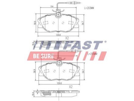 Колодки гальмівні Fiat Scudo / Ulysse 95 Перед 2-Датчики 1.9 / 2.0 FAST FT29054