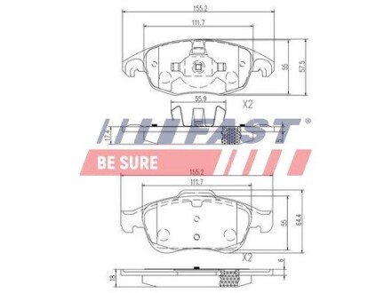 Колодки гальмівні Citroen Berlingo 08 Перед Без Датчика FAST FT29514