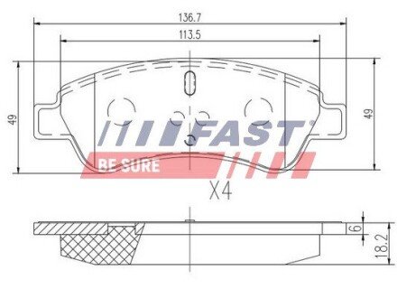 Колодки гальмівні Citroen Berlingo 08 Перед Без Датчика FAST FT29519