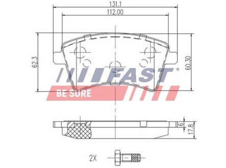 Колодки гальмівні Renault Kangoo 08 Перед Без Датчика Long / 15-16 FAST FT29527