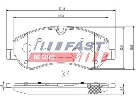 Колодки гальмівні перед.Ford Transit (13-) без датчика FAST FT29549 (фото 1)