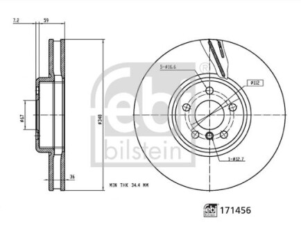 FEBI BMW Гальмівний диск передній правий 3 (G20, G80, G28) 18-, X3 (G01, F97) sDrive 18 d 18-20 FEBI BILSTEIN 171456