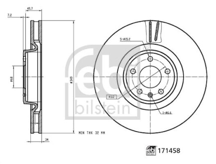 FEBI диск гальм. передн. AUDI Q7 FEBI BILSTEIN 171458