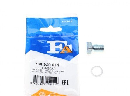 Пробка піддону автомобіля Fischer Automotive One (FA1) 768.920.011