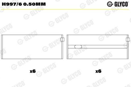 Вкладиші корінні (к-кт) Glyco H997/6 0.50MM (фото 1)