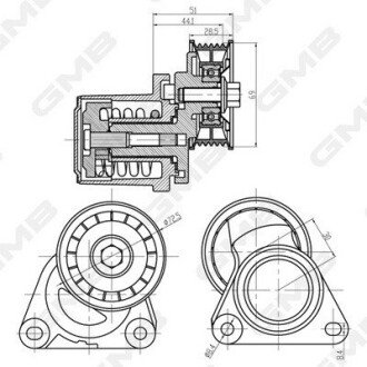 MAZDA Ролик с натяж. 3 2.3 06-09, 6 1.8-2.3 02- GMB GAT30320