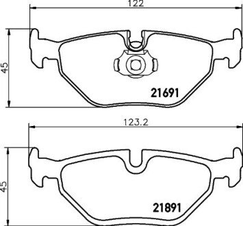 Колодки гальмівні дискові комплект; задн. HELLA 8DB 355 007-981