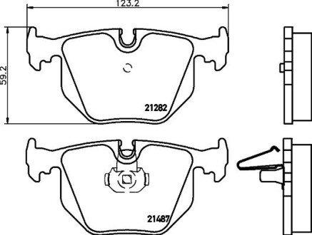 Гальмівні колодки зад. BMW 3(E46)/7(E38)/X5(E53) 94-11 (ATE) (123x59,4x17,3) HELLA 8DB 355 008-091