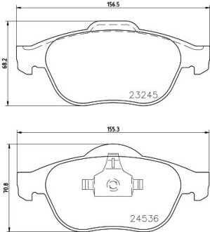 Гальмівні колодки пер. Renault Laguna 01- (ATE) (156,3x68,5x18) HELLA 8DB355009-101