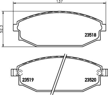 Колодки гальмівні дискові комплект; передн. HELLA 8DB355009961