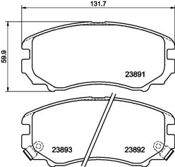 HYUNDAI Гальмівні колодки перед. (сист. Mando) TUCSON, KIA Magentis HELLA 8DB 355 010-991