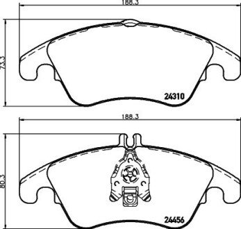 Колодки гальмівні дискові комплект; передн. HELLA 8DB355012621