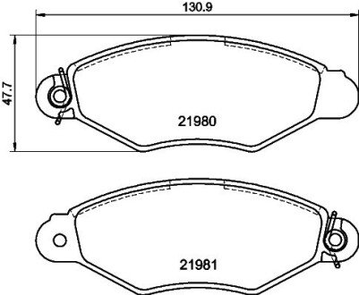 Гальмівні колодки пер. Kangoo 97-08 (Bosch) HELLA 8DB355012-711