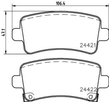 Колодки гальмівні дискові комплект; задн. HELLA 8DB355012991