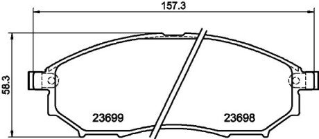 Колодки гальмівні дискові комплект; передн. HELLA 8DB 355 013-141