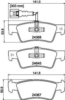 Гальмівні колодки зад. T5 03- (ATE)(диски 333x32.5mm) HELLA 8DB355013-841