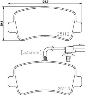 Колодки гальмівні дискові комплект; задн. HELLA 8DB 355 015-301