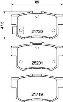 Гальмівні колодки зад. Civic 98-01/CR-V 01-06 (Akebono) (47,5x89x14,5) HELLA 8DB355015-611 (фото 1)