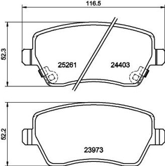 Гальмівні колодки пер. Nissan Micra 10-/Note 13- (TRW) HELLA 8DB355015-981