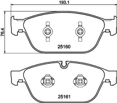 Колодки гальмівні дискові комплект; передн. HELLA 8DB355016021