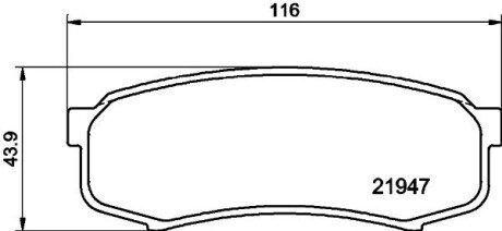 Колодки гальмівні дискові комплект; задн. HELLA 8DB355016-831