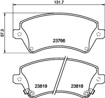 Гальмівні колодки пер. Corolla 01-07 1.4-2.0 HELLA 8DB355017-241