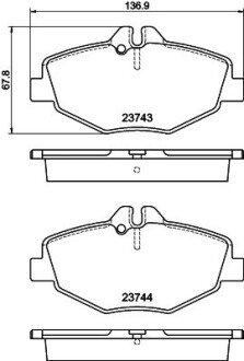 DB Тормозные колодки передн. W211 E-klasa 02- (с датч) HELLA 8DB 355 018-731