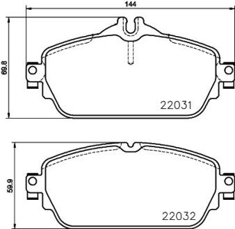 Гальмівні колодки пер. W205/W213/C238 13- HELLA 8DB355021-551