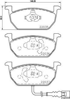 VW Тормозные колодки передн.Audi A3 13-,Seat Leon,Skoda Octavia III,Golf VII 12- HELLA 8DB 355 021-951