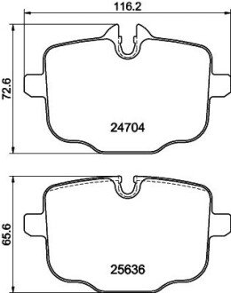 BMW Гальмівні колодки задн. 5 (G30, F90), 5 Touring (G31), 6 Gran Turismo (G32), 7 (G11, G12) HELLA 8DB 355 024-921