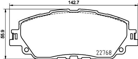 Колодки гальмівні дискові комплект; передн. / Camry 17>, RAV 4 18> HELLA 8DB 355 036-511