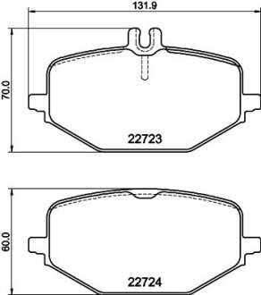 Комплект гальмівних накладок, дискове гальмо HELLA 8DB355040691