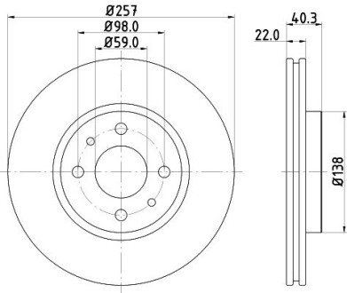 PRO FIAT гальмівний диск передн. Doblo 1.6, Stilo CITROEN Nemo HELLA 8DD 355 103-971