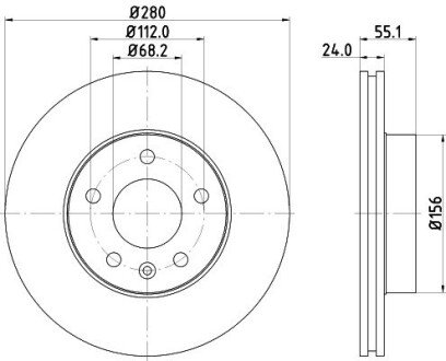 Диск гальмівний з покриттям PRO; передн. HELLA 8DD 355 105-591