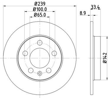 Гальмівний диск задн. Octavia/Golf 98-13 (PRO) HELLA 8DD 355 107-461