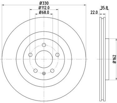 Гальмівний диск зад. A4/A5/A6/A7/Q5/Macan 07- 1.8-3.2 (PRO) 330mm HELLA 8DD355118-021