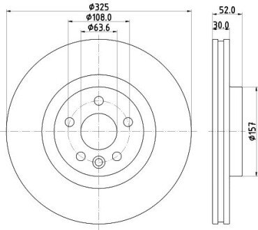 PRO LAND ROVER диск гальм. передній Range Rover Evoque 11-, Discovery Sport 14- HELLA 8DD 355 123-111