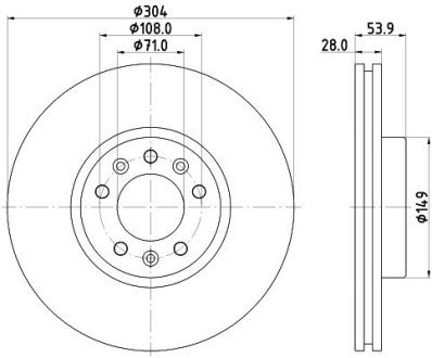 Диск гальмівний з покриттям PRO; передн. HELLA 8DD 355 125-411