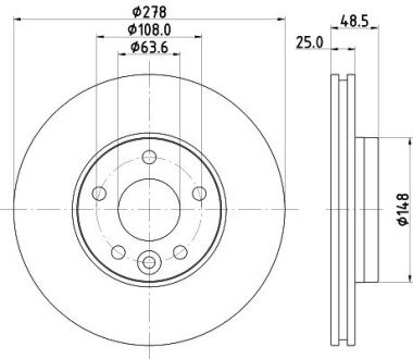 PRO HIGH CARBON VOLVO Диск гальм. передн. V40 12- HELLA 8DD 355 126-561